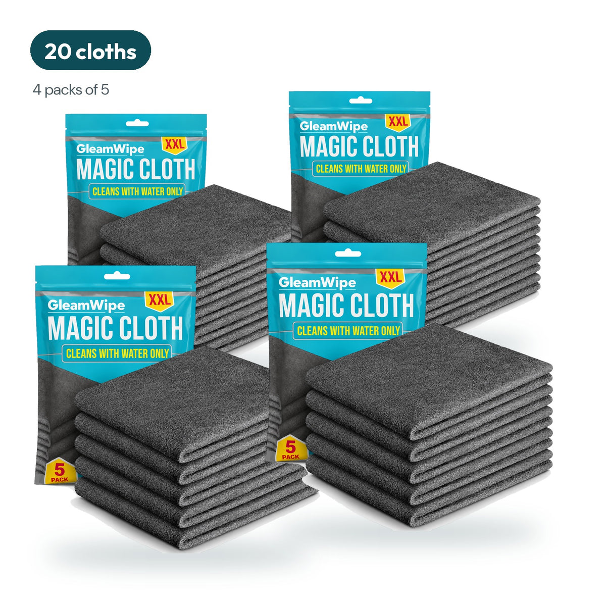 GleamWipe Magic Cloth 20 cloths, four packs of 5